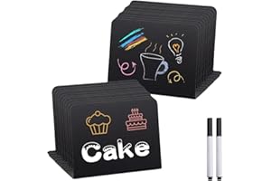 FENGQ Kreidetafel Klein set, 20 Stück Buffet Schilder, schiefertafel zum beschriften, Preisschilder Aufsteller, für Bäckerei, Buffet, Hochzeit, Party, Preisschilder, Café, 7.5 x 10cm (Schwarz/L Form)