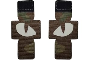 TOPPATCH Parches de ojos de gato reflectantes militares que brillan en la oscuridad, apliques tácticos bordados de combate para sombreros, casco, uniforme, chaleco, mochila Molle (CP)