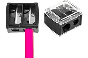 STRRNG 2 PCS Eyeliner Sharpener,Black Compact Dual Cosmetic Pencil Sharpener,2 Holes Makeup Sharpener,Compact & Easy to Clean,Cosmetic Makeup Tool,for Various Sizes of Eyebrow Pencil,Eyeliner,Lip Liner.