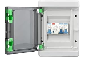 2 Way RCD Consumer Unit: PRITOK Circuit Breaker Consumer Unit, 63 Amp 30mA with 6 x MCBs 6 Amp and 32 Amp, Ideal for Garage, Caravan, Shed, Workshop