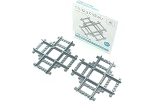 TRIXBRIX.EU Trixbrix Long Crossings - 2 pezzi compatibili con Lego City Train Set 60197 60198 10277 60205 60238