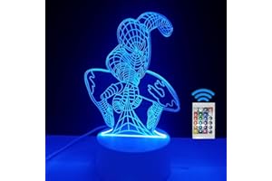 famvacor Lámpara de mesita de noche infantil ilusión óptica 3d lámpara de spiderman regalo para niños 16 colores de iluminación y mando a distancia (Spiderman)