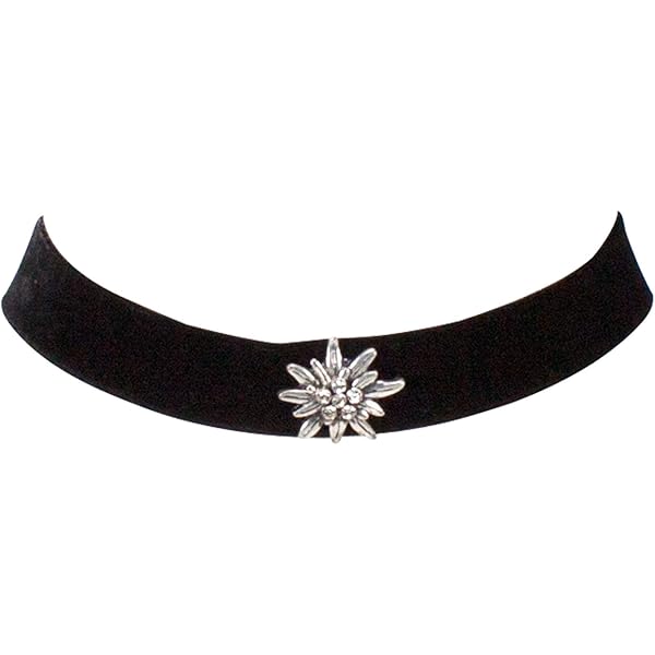 Alpenflüstern Collier Dirndl Bavarois - Perles Avec Pendentif Cerf - Noir Et Blanc Crème - 41+7cm