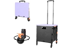 ZIYOU LANG Carro de la Compra Plegable con Tapa Rueda giratoria de 360° silenciosa Resistente al Desgaste y asa de Metal Ajustable baúl de Mano Plegable Capacidad de Carga de 45 kg portátil y Duradero