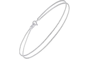 Amberta Italian Sterling Silver Anklet for Women 925 | Adjustable Ankle Bracelets for Women Beaded Heart Summer Jewellery