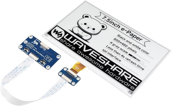 Waveshare 7.5 inch E-Paper Display HAT V2 for Home Assistant & ESPHome Projects 800x480 3.3v/5v E-Ink Electronic Screen with Embedded Controller SPI Interface for Raspberry Pi/Jetson Nano/STM32 - 1
