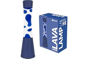 FISURA. Fisura - Lampe à lave bleue. Base et lave bleues avec liquide transparent. Effet relaxant. Avec ampoule de rechange. Dimensions : 11 cm x 11 cm x 39,5 cm.