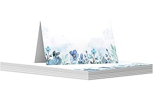 GIFTZIE 30 Pack Name Place Cards for Table - Blue Watercolour Flowers -Wedding Table Name Cards for Weddings, Engagement Party, Christmas Birthday Parties, 80mm x 80mm Wedding Table Plan Placecards Card