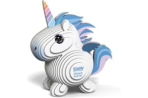 EUGY 650069 Einhorn Pegasus, 3D Tier-Puzzle für Kinder und Erwachsene zum Zusammenbauen, DIY Tierfigur, Bastelset ab 6 Jahren