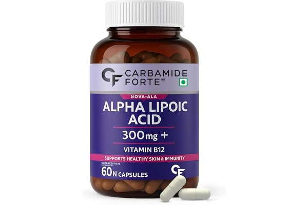 Carbamide Forte Alpha Lipoic Acid 300mg - ALA Capsules with Vitamin B12 & Lycopene ALA Supplement Supports Healthy Skin & Immunity - 60 Veg ALA Capsules