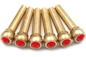DILWE 6Pcs Acoustic Guitar Bridge Pin Brass Bridge Pins with Beautiful Crystal Glass Dot (Red) Acoustic Guitar Accessories