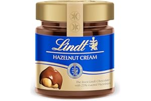 Lindt Crema de cacao 25% avellanas, bote crema de untar, chocolate negro, repostería, postres, coberturas, fondues, rellenos, toppings, sin gluten, sin aceite de palma, 200g