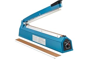 CROWNSHOP 300MM 12" Impulse Heat Sealer Portable Manual Food Film Sealing Machine Pressure Sealing Machine for Plastic Bag