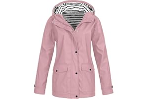 MOKBAY Veste De Pluie Femme Imperméable Court Manteaux Imperméables De Travail Manteau À Capuche Vestes De Randonnée avec Poches