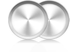 HaWare Pizzablech, Rund Pizzaform 26cm Edelstahl Pizza Backblech 2 Stück für Backofen Backen – Ungiftig＆Gesund, Einfach zu Reinigen＆Spülmaschinenfest