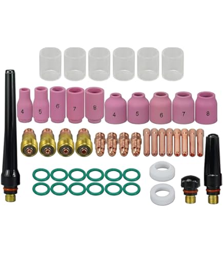 55 Pz Torcia Di Saldatura TIG Ugello Anello Di Copertura Lente Gas - Foto 3