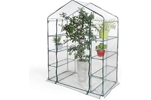 ESTO Serra da Balcone da Giardino, Corpo in Policarbonato e Telo in PVC Trasparente, Adatto per Colture Invernali, Copertura per Piante e Fiori (8 Ripiani)