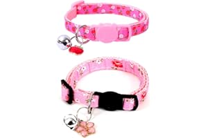 JOAKAUI 2 Pack Cat Collars Adjustable Kitten Collars with Bells Safe Quick Release Buckle Cat Collars Fruit Style Cat Collar Adjustable 19-30cm