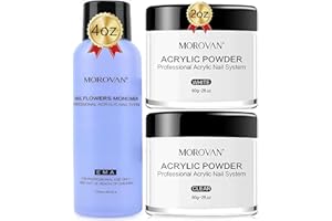 Set de Uñas Acrílicas Morovan para Principiantes - Set de Uñas Acrílicas Blancas y Transparentes para Extensiones de Uñas, Rellenos Profesionales, Manicura, Set de Uñas de Encaje Francés