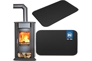 KOTARBAU® Placa de suelo para chimenea, 48 x 80 cm, de acero con recubrimiento en polvo, color negro, placa de protección contra chispas