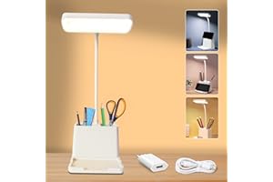 IBERO EMPORIUM Lampara led USB, lampara mesita de noche, Lampara de mesa Para Estudiar, Flexo Escritorio Para Jovenes, Lamparitas sin cable, lampara escritorio led, Portalapices 360 Antiparpadeo