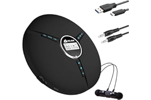 KLIM Discman – Lettore CD portatile con batteria interna ricaricabile + Auricolari KLIM Fusion – compatto, personale, compatibile con CDR, CDRW ed MP3, CD Walkman - NUOVO - Nero