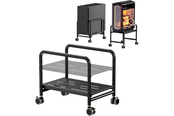 PUTORSEN PC-stativ med hjul – justerbar höjd underbord PC rullvagn för Mid-Tower PC-hölje, kan belastas upp till 30 kg, husbredd upp till 25,5 cm