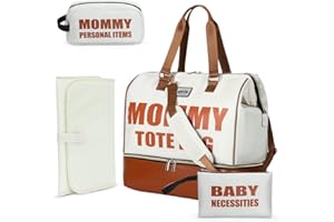 Lekespring Doppellagige Wickeltasche Groß mit Wickelunterlage und 2 Organizer, Vielseitige Baby Wickeltasche Reisetasche Kliniktasche für Unterwegs Reise, Beige