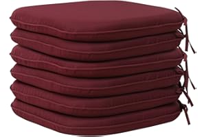 RACE LEAF Garden Chair Cushions,Chair Pads,Seat Pads for Dining Chairs,Cover Indoor Outdoor Seat Pad Cushions,for Your Living Room, Patio,Car,And More Round Pack of 6,Burgundy