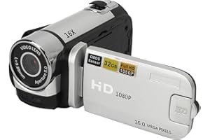 Denash Video Camera Camcorder, Portable 1080P HD Vlogging Camera,2.4in Rotatable Screen Camcorder with Fill Light for Travel Recording (Silver)