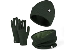 ENWOKRAN Ensemble de Tricotés Bonnet Écharpe e Gants pour Femme,Doublure Intérieure en Polaire Douce Brossée, Cache-cou élastique, Gants épais pour écran Tactile, pour Temps Froid