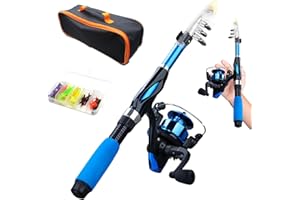 JORZER Canne à Pêche Et Moulinet Pour Enfants Canne à Pêche Cannes à Pêche 4 PCS/Ensemble Télescopique Portable Mini Enfants Canne à Pêche Ensemble De Démarrage Anneau De Guidage En Céramique Fibre De Verre