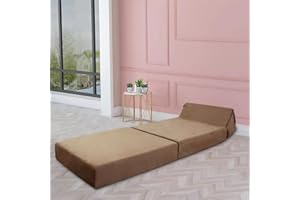 Panana Foldable Bed Single Guest Bed Cube Foam Futon Mattress Sofa Bed Sleeper Sofa Chair Z Bed (Brown, Single)