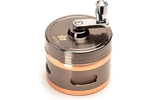 SLEGE Macinino Garanzia a vita del Grinder 2.5" (62mm), Manico Grinder Metallo, Grande Grinder Vaniglia (4 parti) - Grinder Spezie con Raschietto, Spazzola (Nichel Nero)