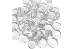 TIWIHON Glass Pebbles - 0.45KG Transparent Flat Marble Stones Beads, Artificial Crystal Gemstones Fire Clear Decorative Glass Beads for Vase Filler, Aquarium, Mosaic Tiles, Landscaping, Flowerpot(90-100PCS)