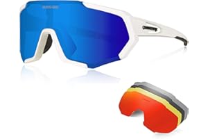 ‎QUESHARK Queshark Sportbrillen Fahrrad Brillen Damen Herren Polarisierte UV400 Schutz mit 5 Wechselgläser Radbrillen für Outdoor-Sport Radfahren Motorradfahren Laufen Angeln Golf