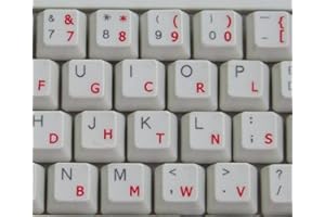 Qwerty Keys Dvorak transparente Tastaturaufkleber mit Roten Buchstaben - Geeignet für Jede Tastatur
