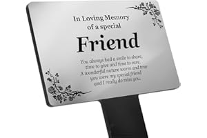 OriginDesigned Special Friend Memorial Remembrance Plaque Stake - Gold/Silver/Copper Waterproof, Outdoor, Grave Marker, Tribute, Plant Marker (Silver)