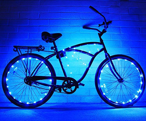 InnoBeta® LED Fahrrad-Lichtstreifen, Outdoor Wasserdicht Flexibel Helle Lichter Für Radfelgen oder Fahrradrahmen, Blinkender / Leuchtender Modus, Perfekt für Erwachsene und Kinder für Sicherheit und Spaß am Sport (Kostenloses, blaues Armband als Geschenk), 3*AA-Batterien im Lieferumfang enthalten