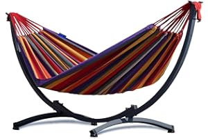 ‎POTENZA Potenza Hammock with Frame, Sturdy Frame 200 kg - 250 cm Balcony, Hammock 200 x 120 cm, Indoor Outdoor, Garden, Pool, Patio, Steel (Basic Frame Graphite, Red)