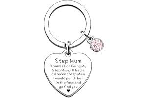 JMIMO Step Mum Gifts Funny Step Mum Keyring Birthday Christmas Mothers Day Gifts for Step Mum