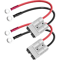 RUNCCI-YUN 4x Batterieanschluss 50A Stecker – 600V, Quick Connect, Für Winden, Trailer & Solar – Inkl. Staubschutz, Grau/rot