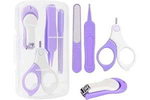 Vicloon Kit per La Cura Del Bambino, 4Pcs Forbici per Unghie Bambini, Kit per Unghie Neonati, Set Manicure Neonati con Forbicine, Tagliaunghie, Lima per Unghie, Pinzetta (Viola)