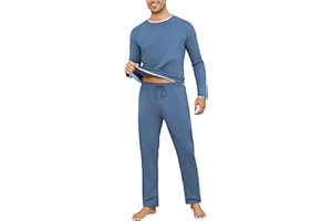 Aseniza Pijamas Hombre Invierno de Manga Larga de Algodón Pantalon Pijama Hombre Conjunto de Pijama de Hombre 2 Pieza