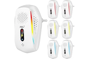 K&J Répulsif Ultrason Souris et Rats 6 Pack avec 3 Modes, Anti Souris et Anti Rat Puissant pour Éloigner Les Rongeurs Nuisibles(Blanc)