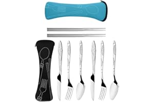 DNMH 2 x boîte à couverts de voyage portable, boîte de rangement pour équipement de voyage, couteau, fourchette, cuillère, baguettes, équipement de camping