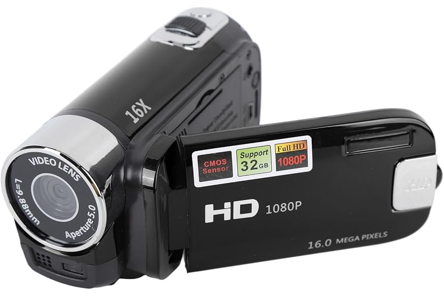 Yosoo Health Gear Handheld Video Camera Camcorder, 1080P 4K 48MP DV Camera 16x Digital Vlogging Video Camera 2.7in TFT LCD Rotatable Screen (Black)