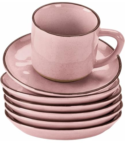 Loberon Tassen-Set 6-tlg. Biarré – Handgefertigtes Steinzeug, Rustikales Design, Spülmaschinenfest
