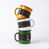 Emaye Kupa 350 ml &ndash; Deri ve Ham Keten Kılıflı Kamp Kupası, Bez Taşıma Torbalı Outdoor Kahve ve &Ccedil;ay Kupası | Tanto Bushcraft (