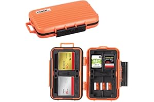 LYNCA Memory Card Case Holder SD Card Case Waterproof Memory Card Holder Anti-Shock Water-Resistant Carrying Box Holder for 8 SD Cards 4 CF Cards 12 Micro SD/TF Cards (Orange)